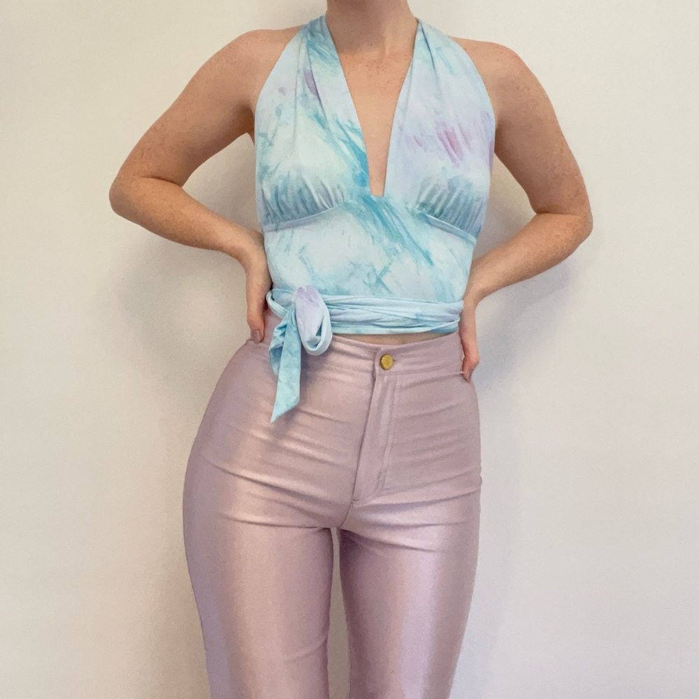 Multi-colored halter top